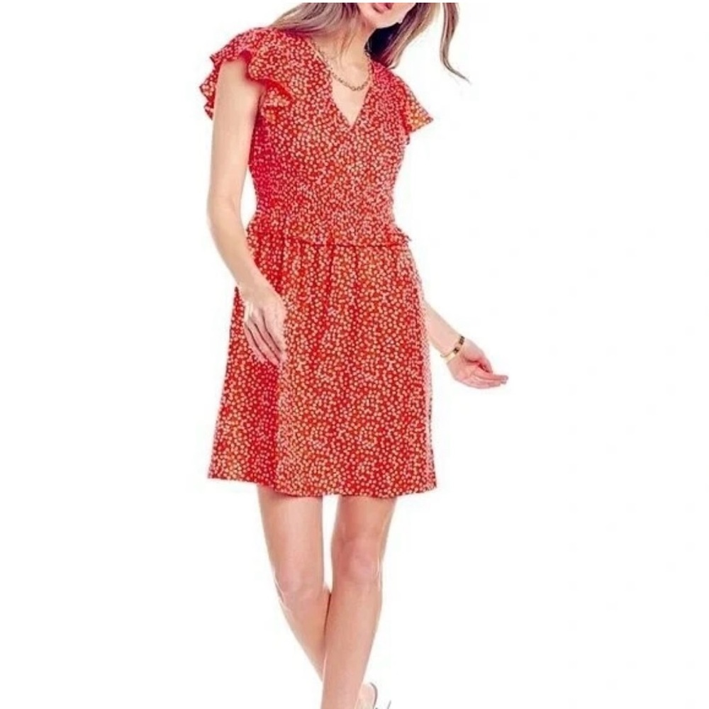New! REBECCA TAYLOR Malia Floral Ruffle Silk Blend Dress Size M